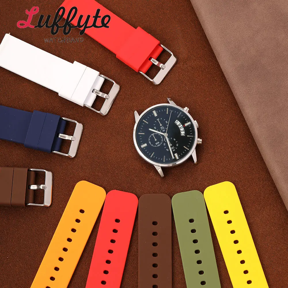 Soft Comfortable Men Women Silicone Watch Strap 12/14/16/18/20/22/24mm with Quick Release Spring Bar Casual Wristwatch Band