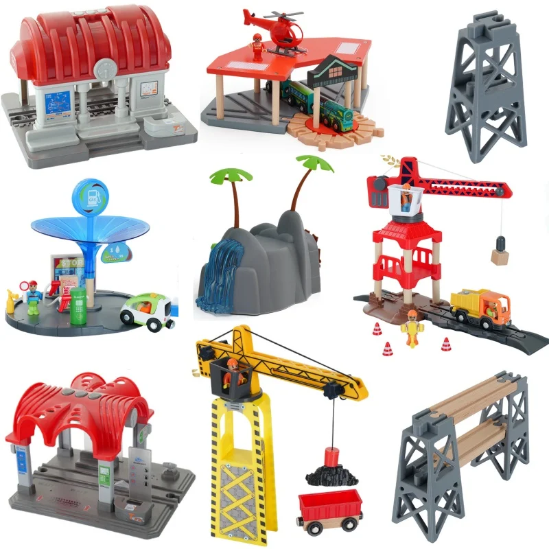 Tutti i tipi di binari del treno in legno Accessori Ponte in legno Tunnel Binario urbano Overpass adatto per binari in legno Giocattoli Scena giocattolo