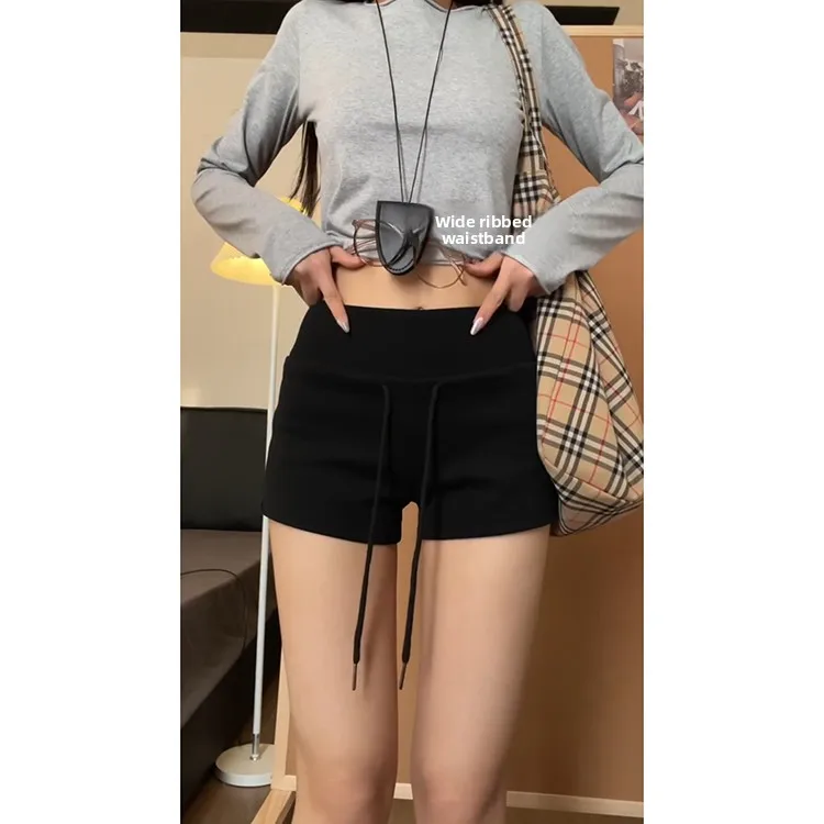 Bla Retro Dstring Pantaloni sportivi slim fit Donna Estate 2025 Nuovi pantaloni Sle Hot ort Pantaloni casual a gamba dritta a vita alta