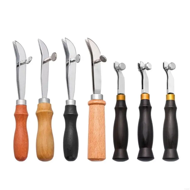 Y88C Handle Leather Skiving Tool Leather Edging Creaser Tool 0.5mm 1.2mm 1.5mm