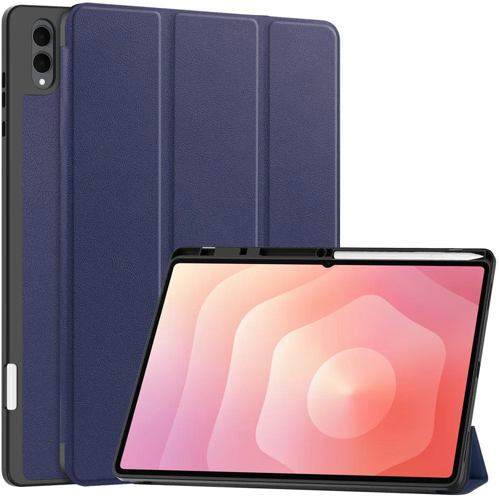 

Мягкий чехол-книжка из ТПУ и кожи для Samsung Galaxy Tab S11 Ultra 14.6 дюймов 2025 SM-X930 SM-X936 с держателем для стилуса