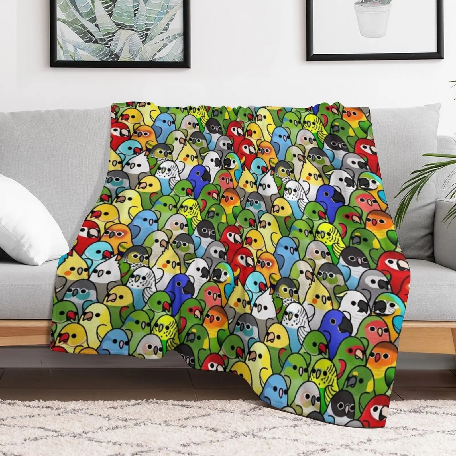 

Too Many Birds! Bird Squad 1 Throw Blanket Sofa Hairys blankets and throws Blankets