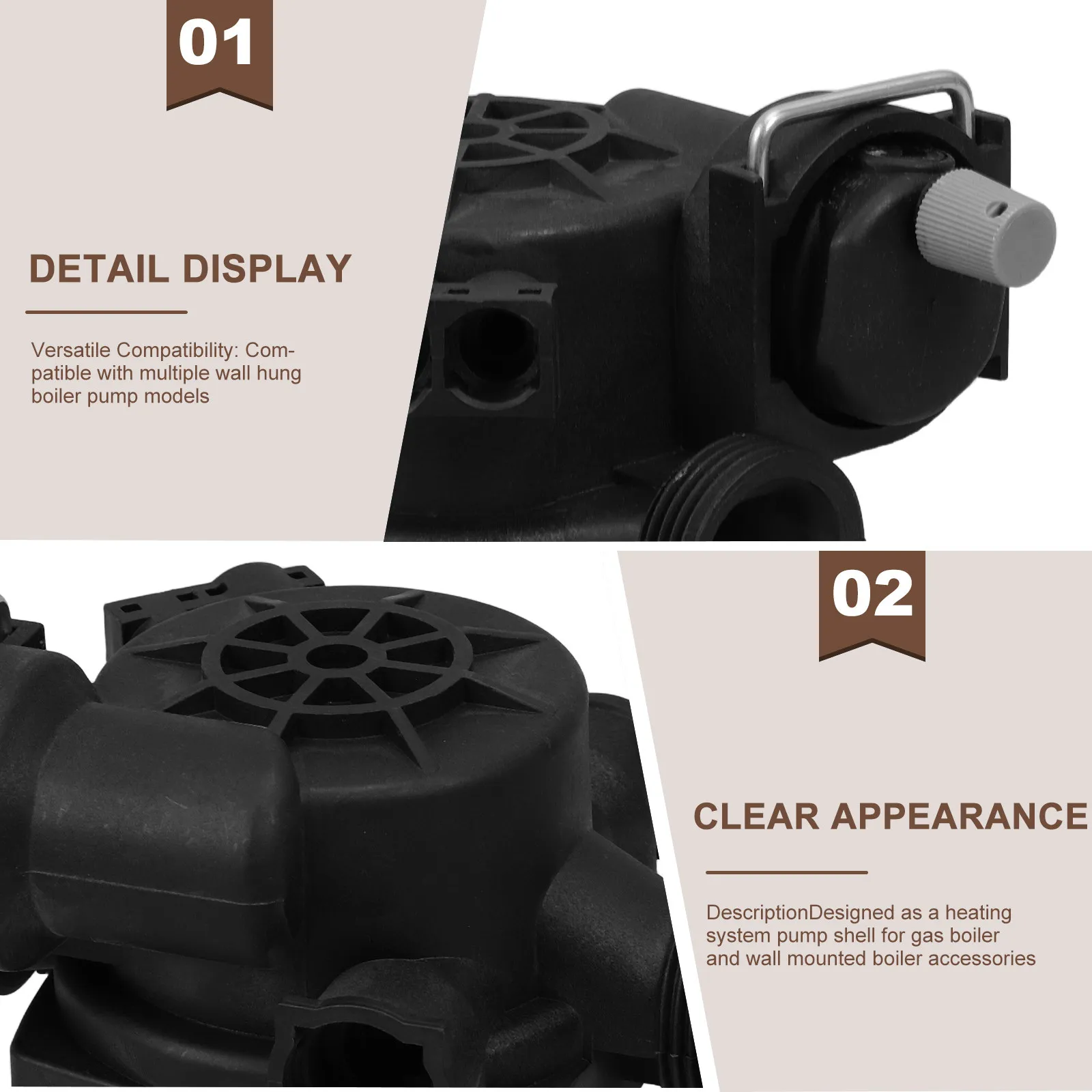 Boiler Pump Housing Gas Boiler Pump Shell Pre-Installed Air Vent Water Heater Head Component Replacement Central Heating Part
