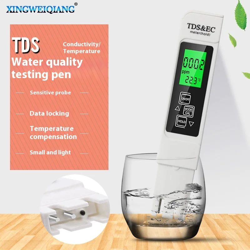 New Water Quality Test Pen Household Drinking Water Ec Meter 3-In-1 Temperature Conductivity Tds Test Pen