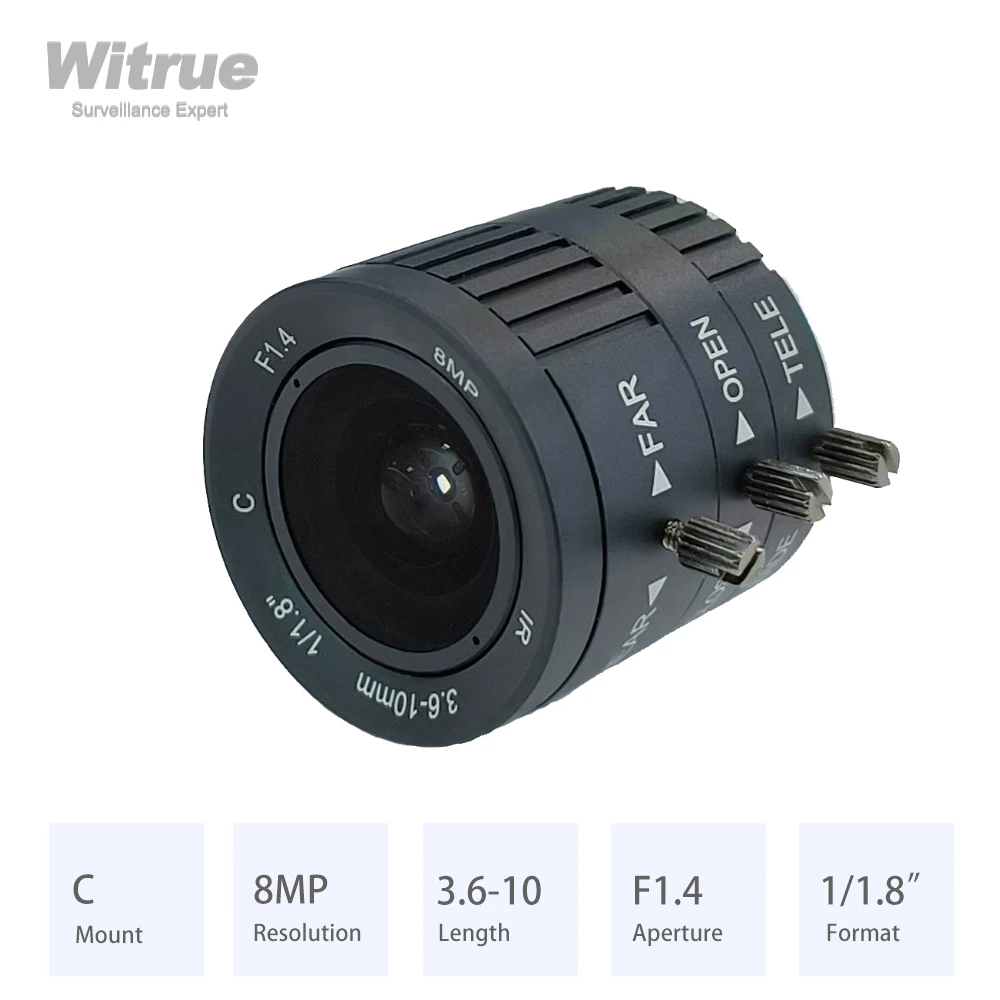 Varifocale Lens 3.6-10Mm Hd 8 Megapixel C Mount Diafragma F1.4 Formaat 1/1.8 Voor Bewakingsbeveiliging CCTV IP-Camera 'S