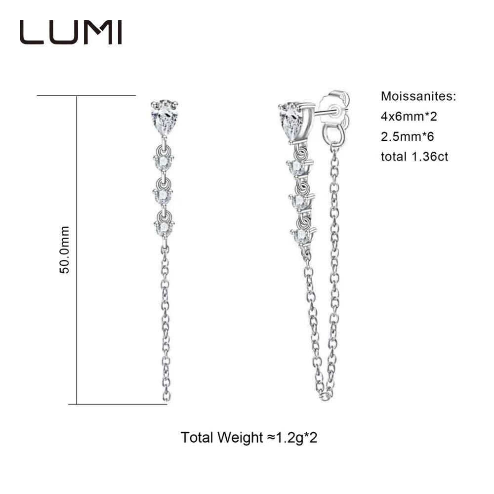 

Уникальная цепочка с кисточками, 2021, серебряные серьги-гвоздики 925 пробы, 1,36 карата, муассанит, элегантная серьга для подарка унисекс, лабораторный бриллиант