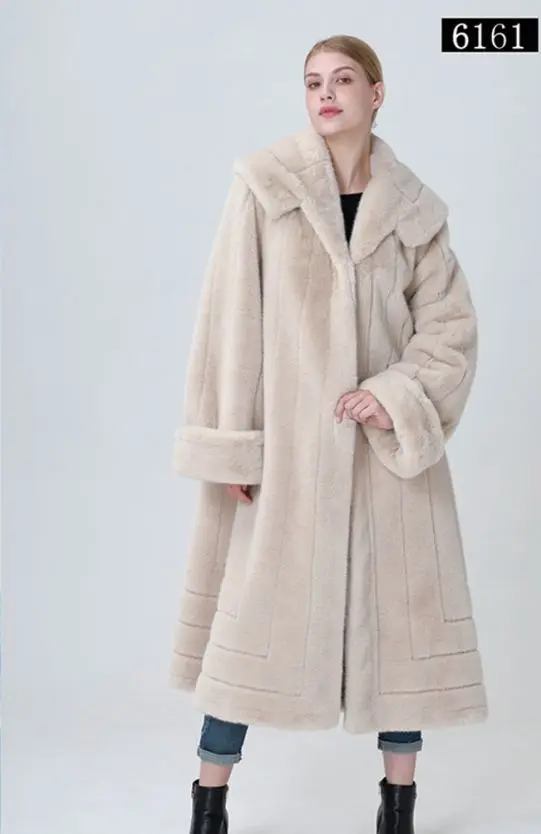 Fake fur fur coat for women\'s winter 2024 new fur integrated mid length mink fur coat faux