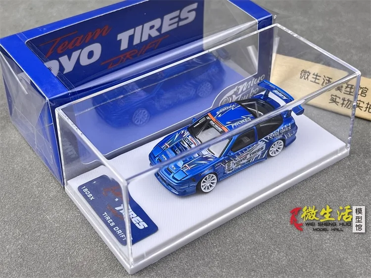 Cor Azul Diecast Modelo de Carro Micro Turbo, 1:64, 180SX TOYO, Coleção Presente, 2024