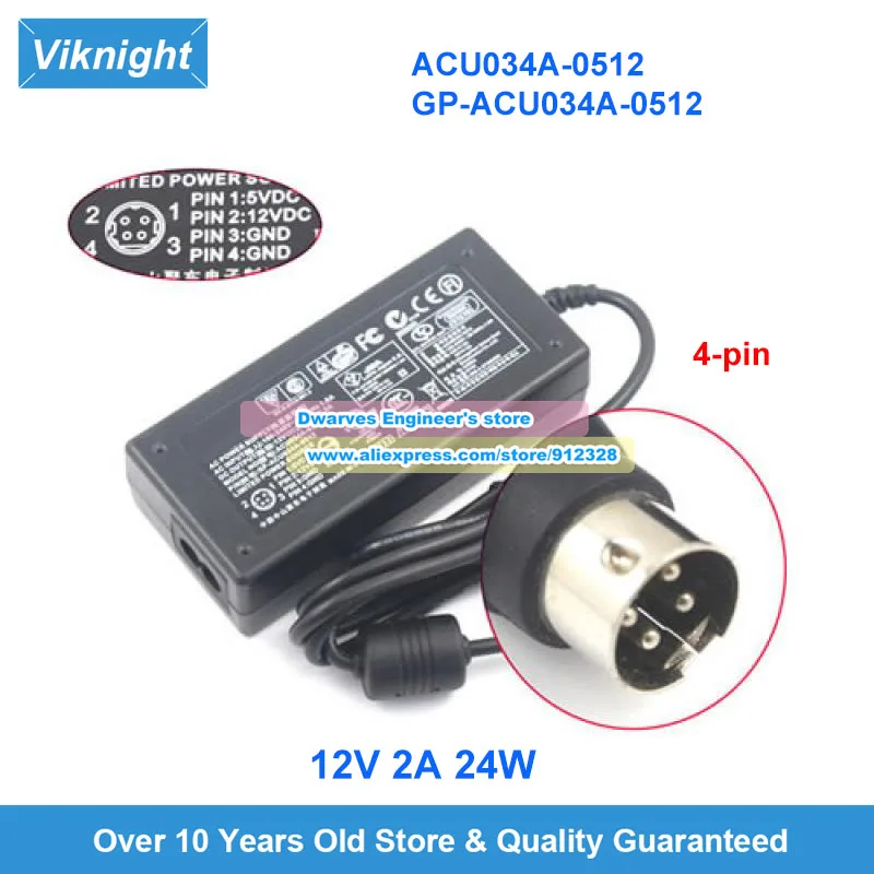12V 2A ACU034A-0512 GP-ACU034A-0512 AC Adapter 4-Pin FOR LACIE ACML-51 HARD DRIVE USB 20 Power Supply Charger