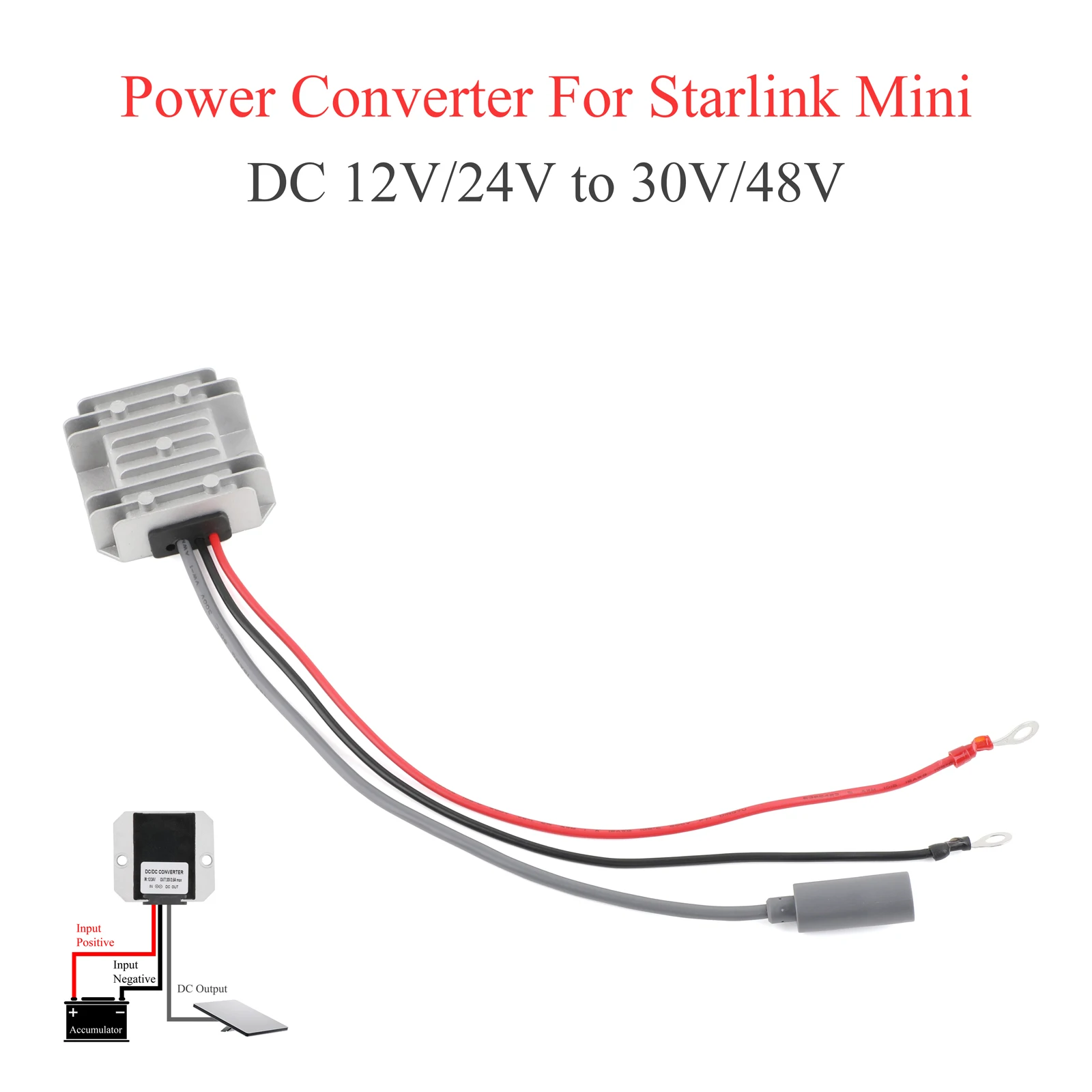 

Для Starlink MINI повышающий преобразователь постоянного тока 12 В/24 В в 30 В 3,5 А/48 В 1,5 А с клеммной колодкой на разъем постоянного тока