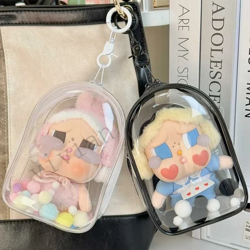 حماية حالة لوضع عطلة كريبي على دمية آلام الكتف حقيبة التخزين البلاستيكية ل labubu 15 سنتيمتر دمية المشي حقيبة الغبار #4