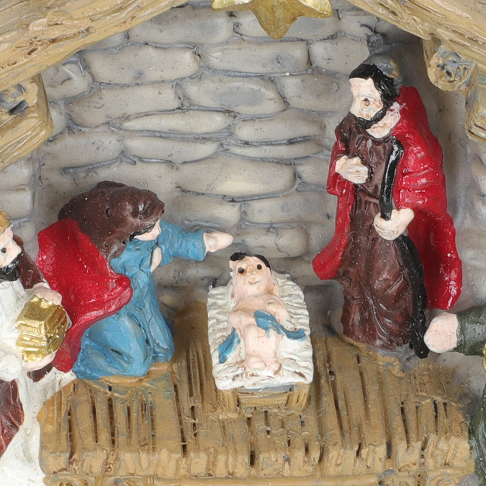 

1Set Resin Nativity Statue Religious Adornment Unique Shape Compact Size Fine Workmanship No Burr Home Office Church Decor