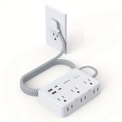 Tomada AC com Plugue Americano, Multiprise, Extensão Trançada, Filtro de Rede, Soquete Elétrico para Casa Inteligente, Carregamento USB Tipo-C