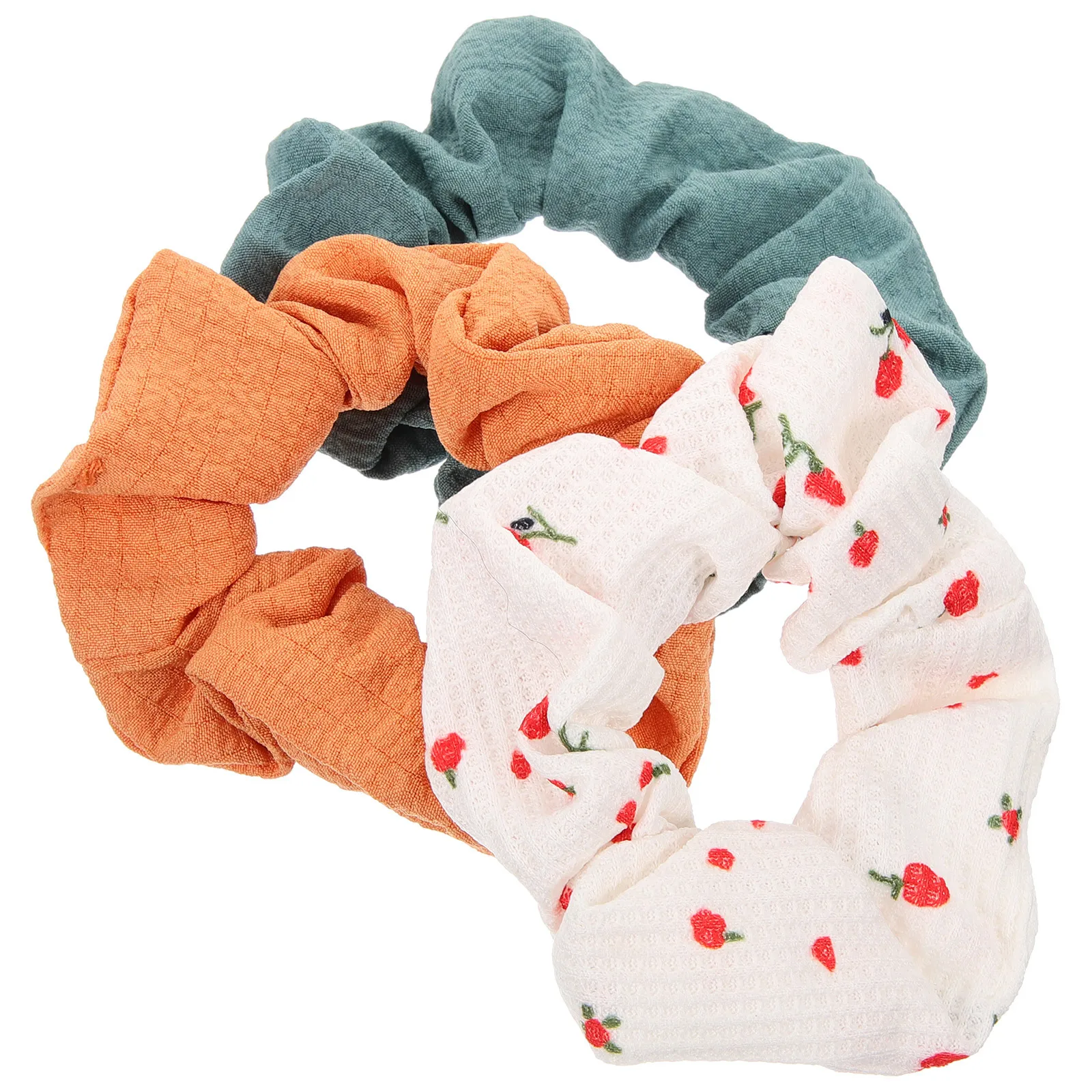 

3Pcs Cherry Hair Tie Fabric Ponytail Holder with Exquisite Workmanship Non Slip Elastic Ropes for Women Fashionable Hair