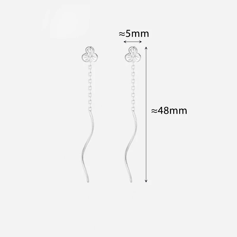 Silver Color Minimalist Flower Short Chain Tassel Ear Line Stud Earrings for Elegant Women Fashion Jewelry Accessories