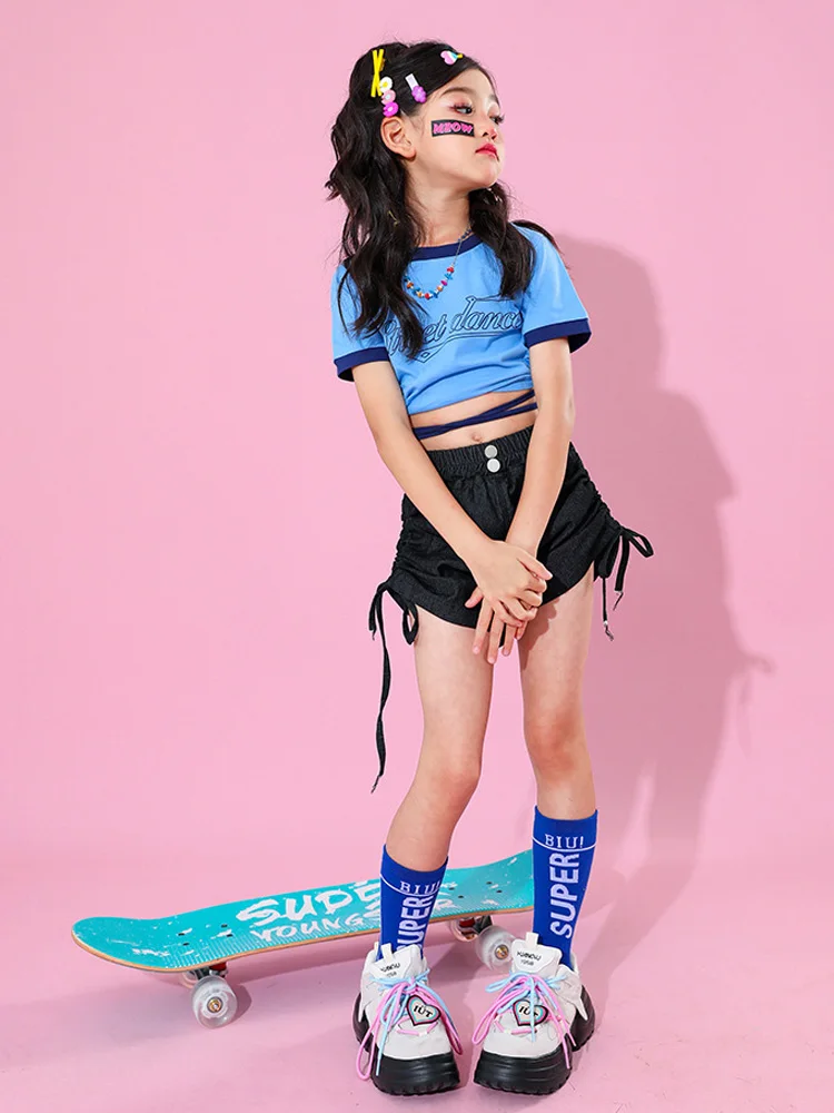 Crop Tops Cargo Hosen Kinder Streetwear Kleidung Kinder Mini Shorts Street Dance Jazz Zeigt Kostüm Mädchen Hip Hop Outfits