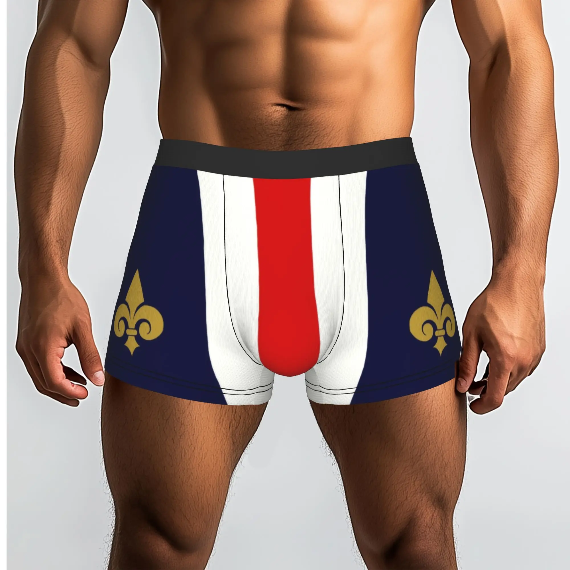 Customized Novelty France Flag Boxers Shorts Panties Men's Underpants Stretch Lily Flower Briefs Underwear