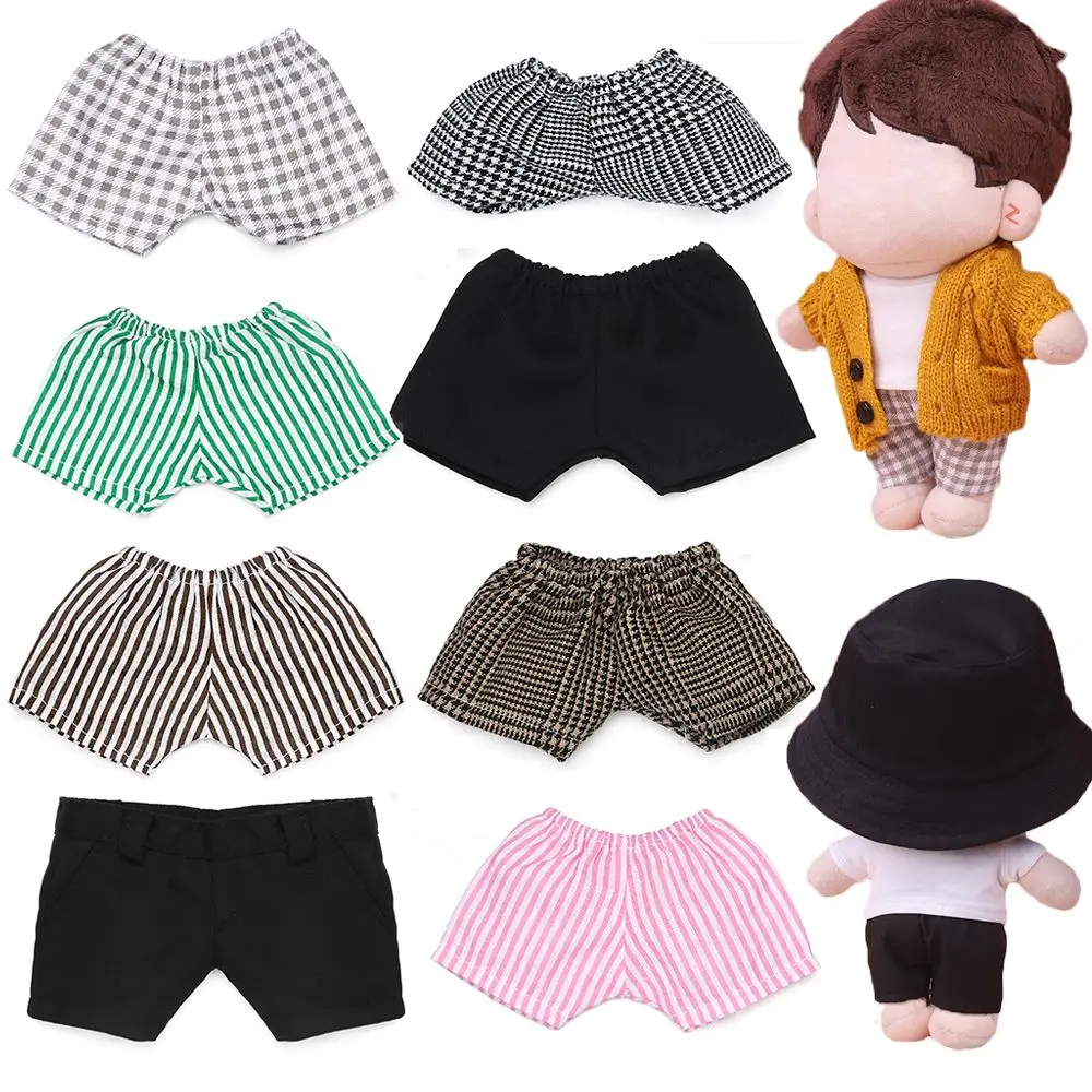 20CM Doll Pants For Korean Idol Dolls Clothes Stripes Lattice Solid Color Shorts Denim Jeans Change Dressing Game Toy Doll Jeans