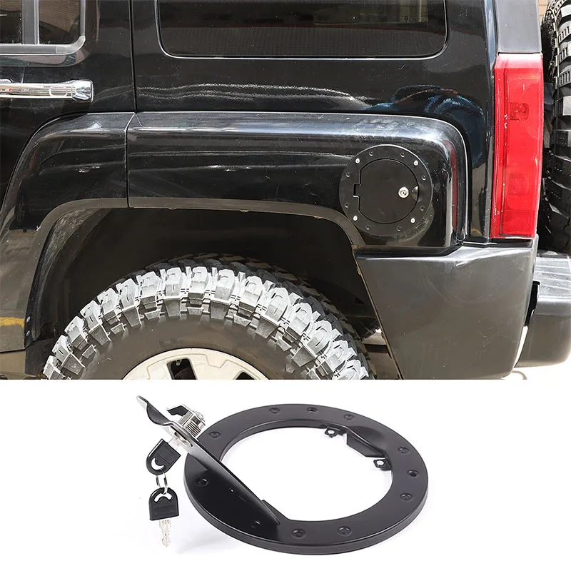 For Hummer H3 2005-2009 Car Fuel Tank Cover Anti theft Lock Cover ABS+Aluminum Alloy Car Fuel Tank Modification Accessories