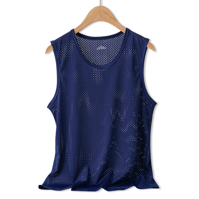 Men Ice Silk Tank Tops Underwear Mens Undershirt Transparent Shirts Male Bodyshaper Wrestling Fitness Mesh Breathable Singletss