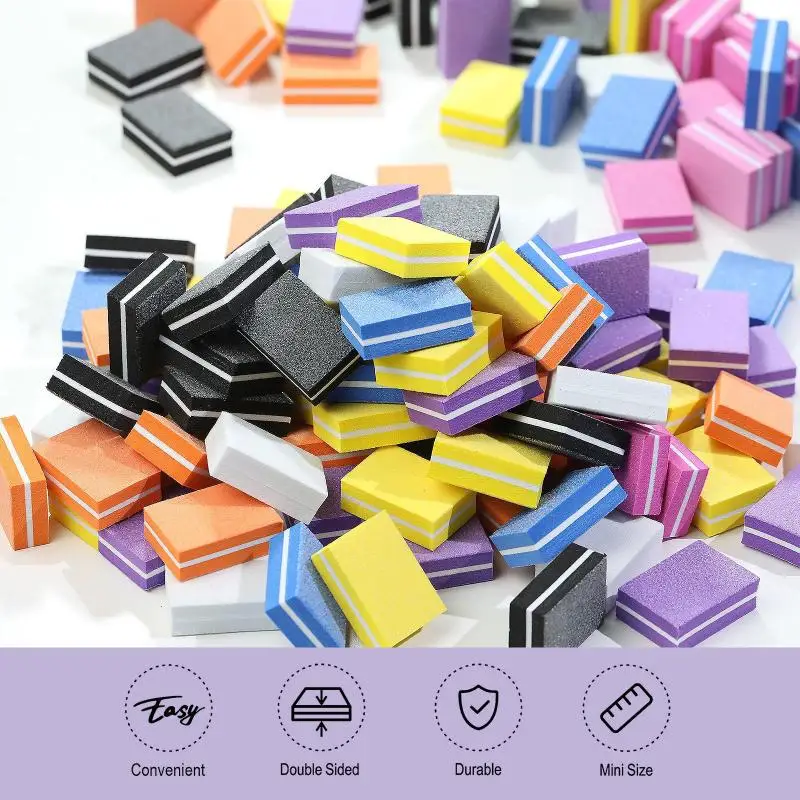 50Pcs/pack Mini Square Sponge Nail Buffer Block Double Sided Texture Nail File Buffers For Nail Pre-processing Polish Accessor