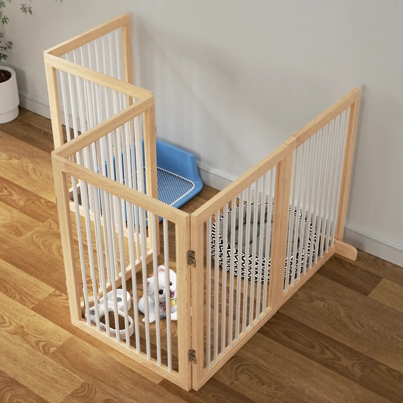 

Home Solid Wood Pet Gates Modern Extendable Dog Barrier Foldable Cat Fence for Indoor No Drill Room Divider for Balcony