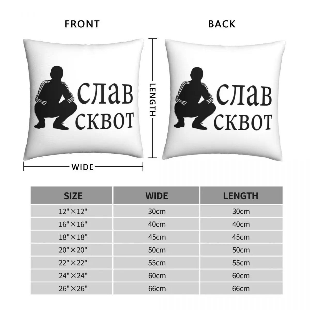 Slav Squat Square Pillowcase Polyester Linen Velvet Creative Zip Decor Throw Pillow Case Home Cushion Cover