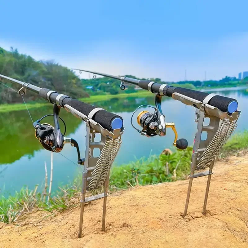 

Automatic Double Spring Fishing Rod Holder Stainless Steel Fishing Pole Support Frame Adjustable Sensitivity Fishing Bracket