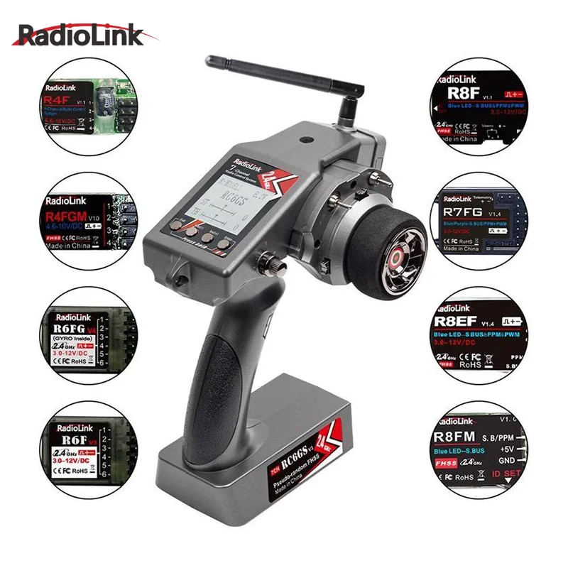 RadioLink RC4GS V3 2.4G 4CH 5CH 7CH 400M Distance Remote Controller Transmitter  R6Fg Gyro Inside Receiver for RC Car Boat