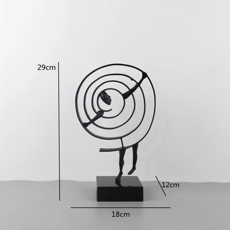 Zwart gietijzer, metalen figuursculpturen, abstracte geometrische blokfiguren, desktopfiguren, decoratieve ornamenten in de woonkamer