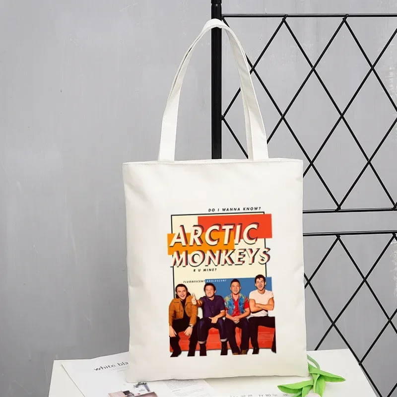 Arctic claces Sound Wave Rock Band Shopping Bag Eco Canvas Shopper Bolsas De Tela Bag Shoping Sacolas riutilizzabili