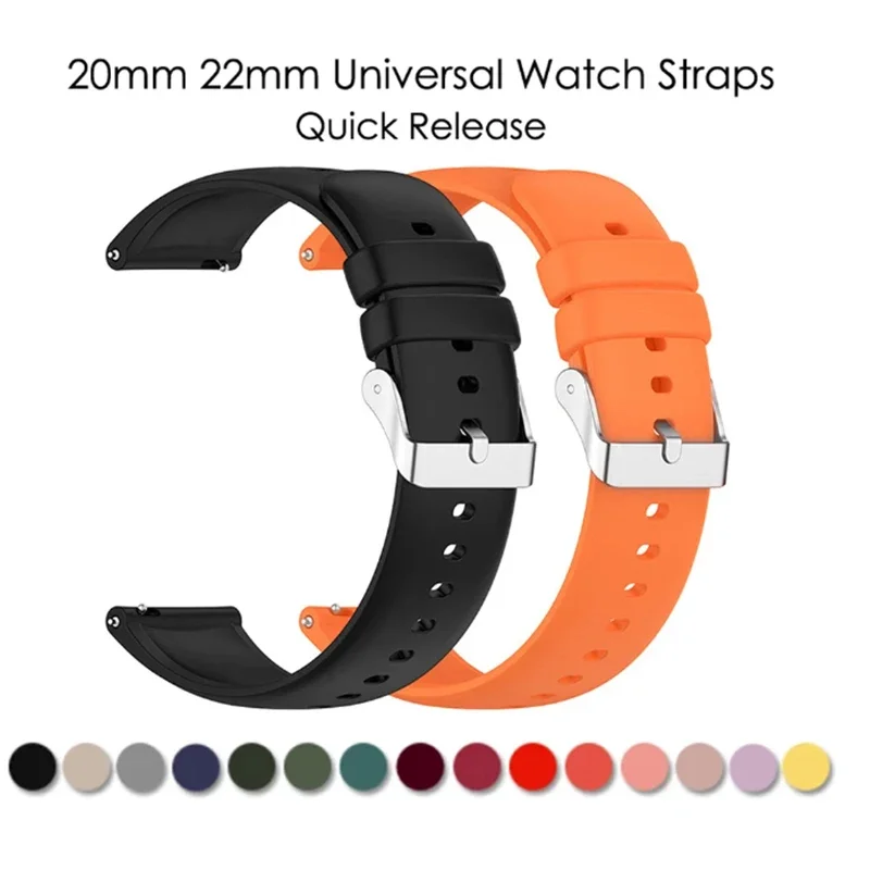 Universal Watch Straps 22mm 20mm Quick Release Silicone Band Soft Rubber Wristband for Huawei Samsung Xiaomi Amazfit Smartwatch image 2