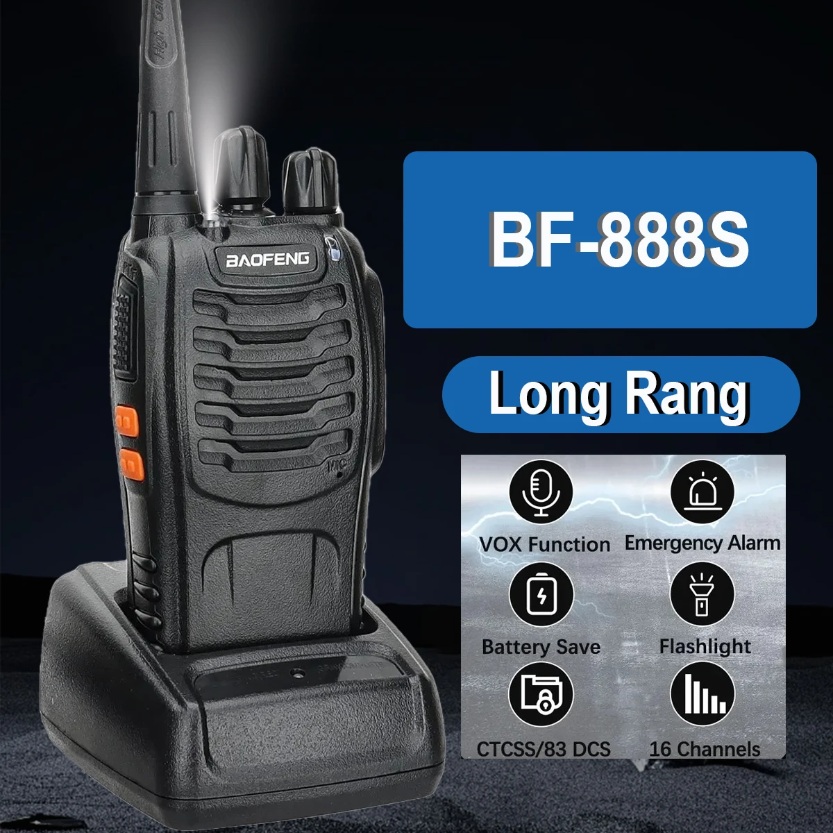 5W Baofeng BF-888S Walkie Talkie USB Plug Dual Band Portable Two Way Radio Long Range Standby UHF:400-470MHz 16CH 1Pc/2Pcs