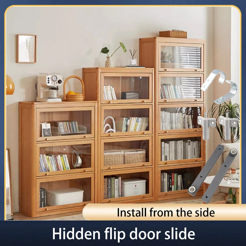 

Flip-Up Hidden Folding Door Hardware Bookcase Door One-Pull Revolving Door Slide Rail Side-Mounted Hidden Guide Rail