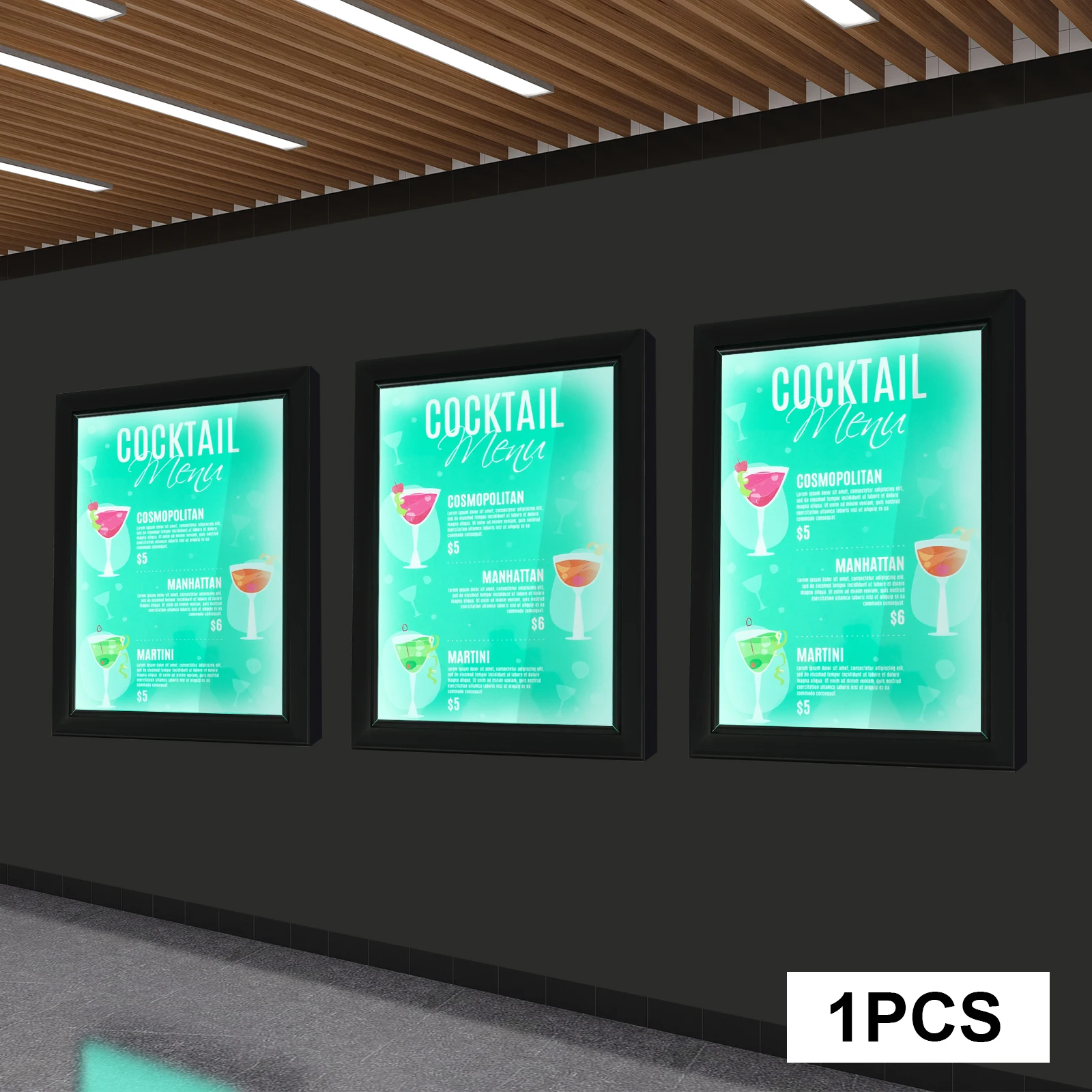 40 × 50 سم صندوق إضاءة LED موفر للطاقة، إطار من الألومنيوم مثبت على الحائط لعرض الإعلان لقائمة المطاعم (34 × 44 سم) #5