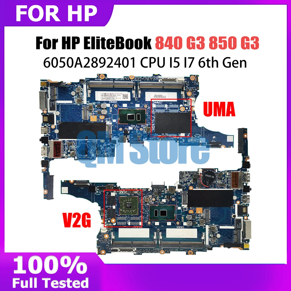 

6050A2892401 Mainboard For HP 840 G3 850 G3 Laptop Motherboard 903741-601 918315-601 917507-601 i5 i7 6th Gen CPU