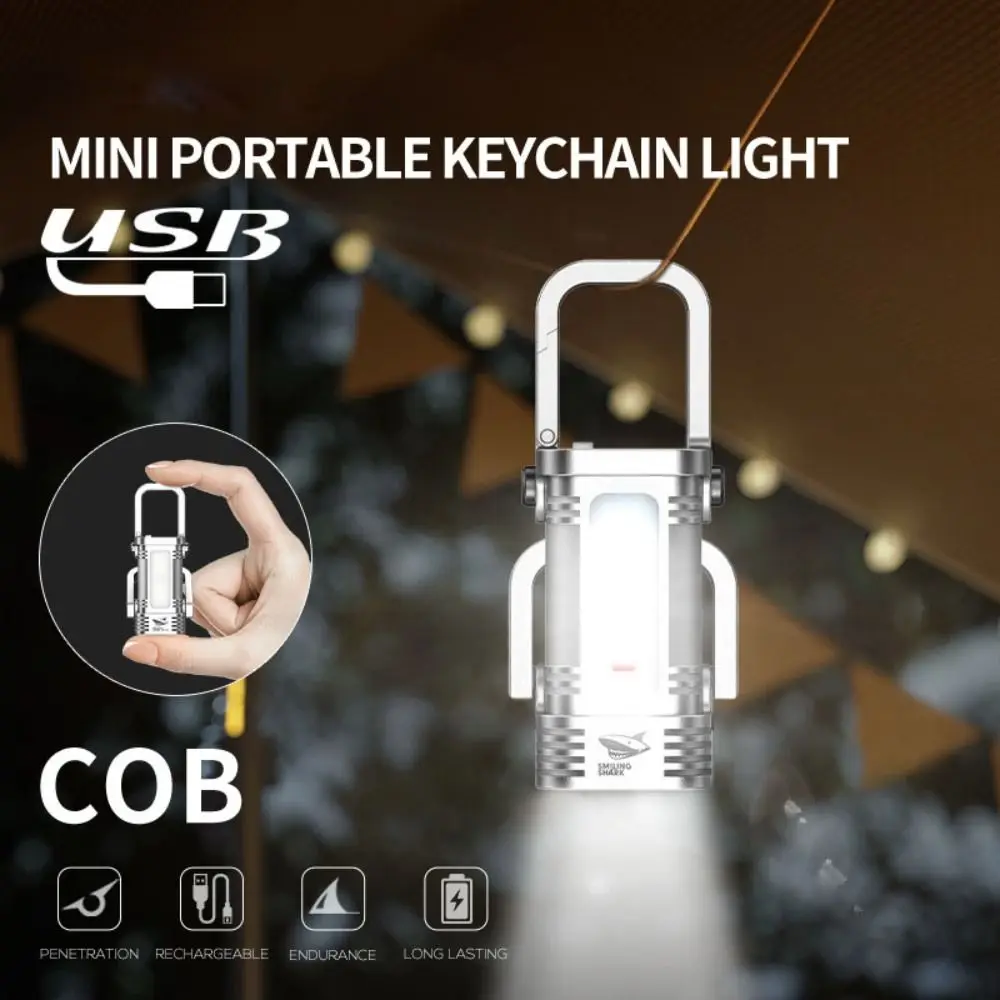 

Mini Keychain Flashlight 7 Lighting Modes Rechargeable Emergency Work Lights Portable Waterproof Warning Light Outdoor