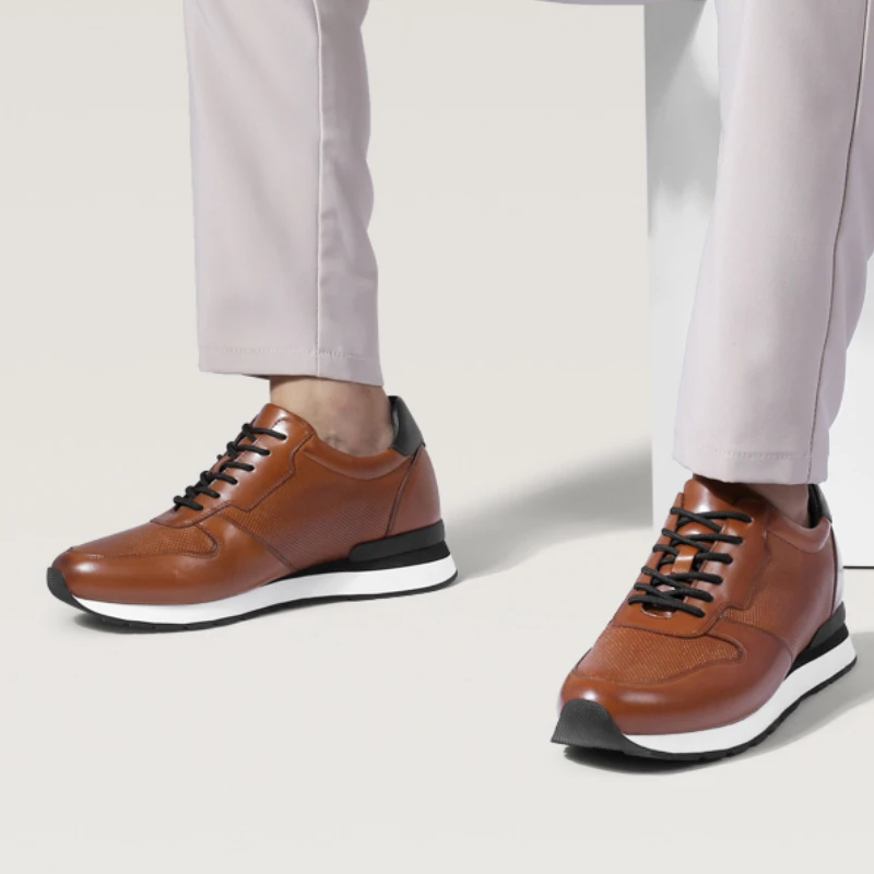 Invisible Height Increasing Shoes for Mens Spring/summer Increased 8cm Genuine Leather Breathable Casual Sports Soft Soled Shoes