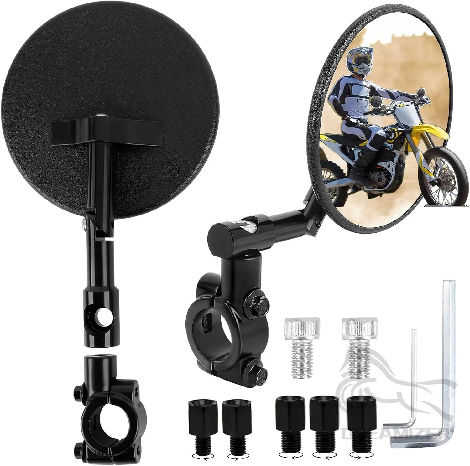 

Зеркало заднего вида для мотоцикла из алюминия с ЧПУ, для руля 22 мм, для мотоциклов, электровелосипедов, скутеров, квадроциклов, UTV