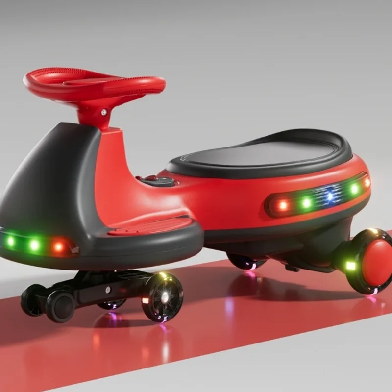 Elektryczny autko dla dzieci 12V z funkcją skręcania, światła LED, muzyka, ochrona przed przewróceniem, dla dzieci od 3 lat, do użytku wewnątrz i na zewnątrz.