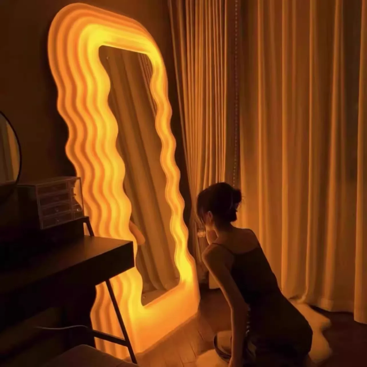 Роскошная мебель, магазин скандинавской одежды, корпус, лампа, зеркало, волна, напольное зеркало, зеркало для спальни, дома, гардеробной, декор для ванной комнаты