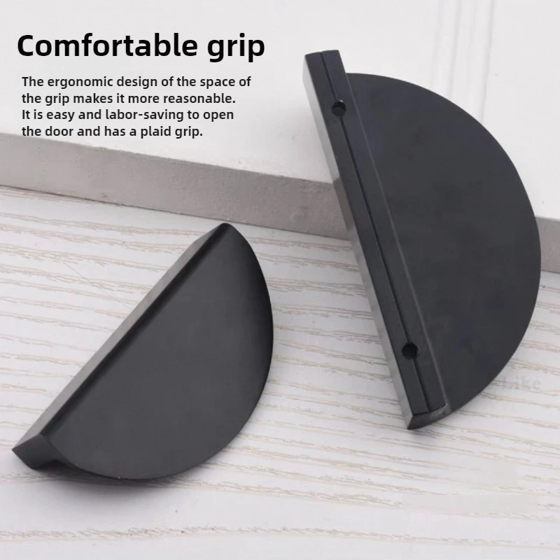 Modern Moon Shape Closet Handles Black Brass Gold Wardrobe Semicircle Knobs Furniture Handles Half Moon Cabinet Door Pull