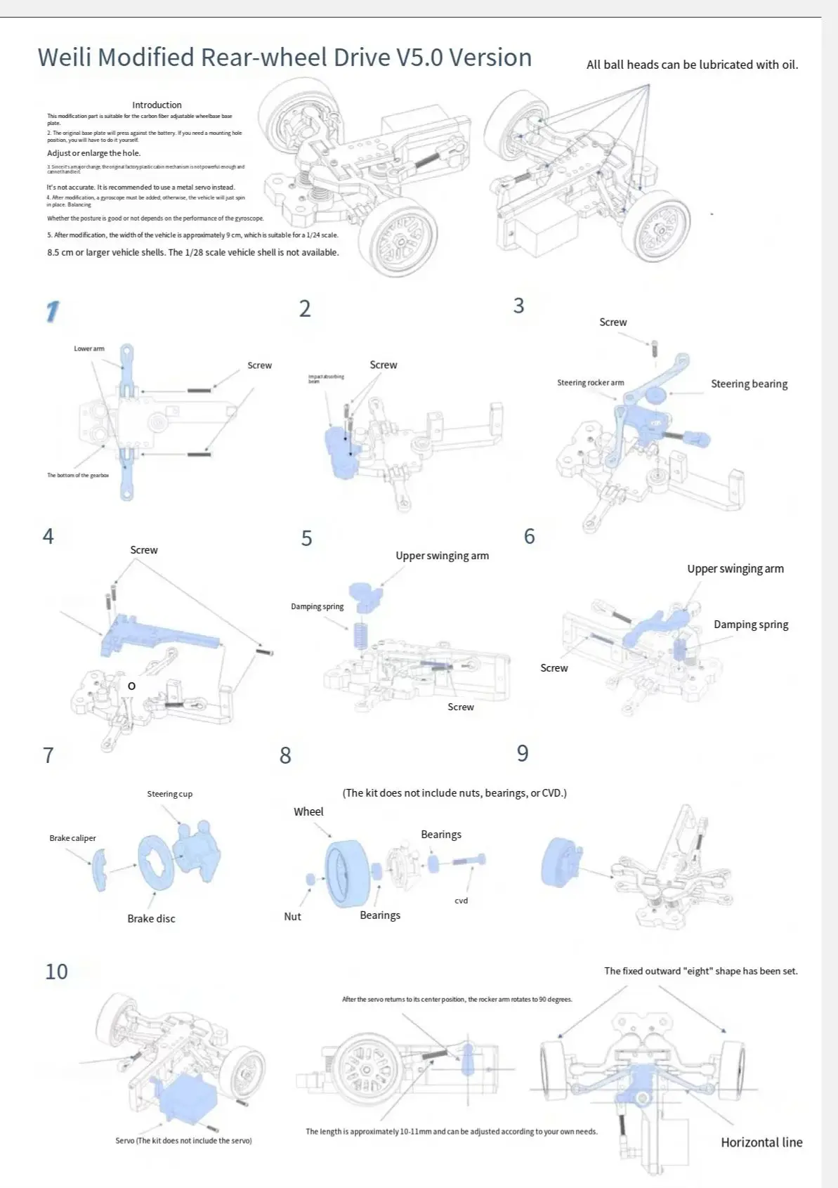 1/28 RC Car WLtoys k969 989 4WD atualização RWD Aumentar o ângulo de direção para deriva traseira