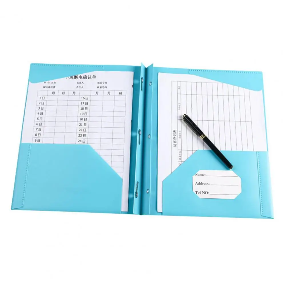 Carpetas de archivos codificadas por colores, carpeta de archivos de doble bolsillo con clavijas, soporte para tarjetas de visita, organizador de tamaño de carta para papeles de oficina escolar