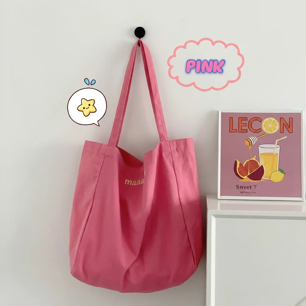 

Shoulder Bag Canvas Tote Bag Shopping Bag Fresh For School Daily Outings Casual Travel