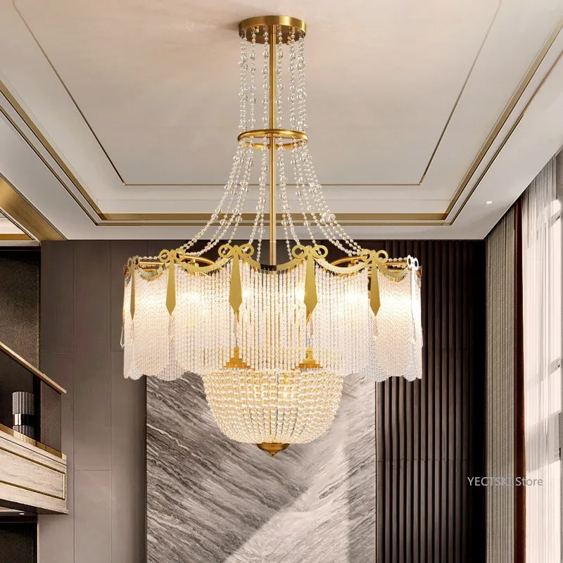 American style chandelier hotel lobby duplex living room creative light luxury crystal chandelier