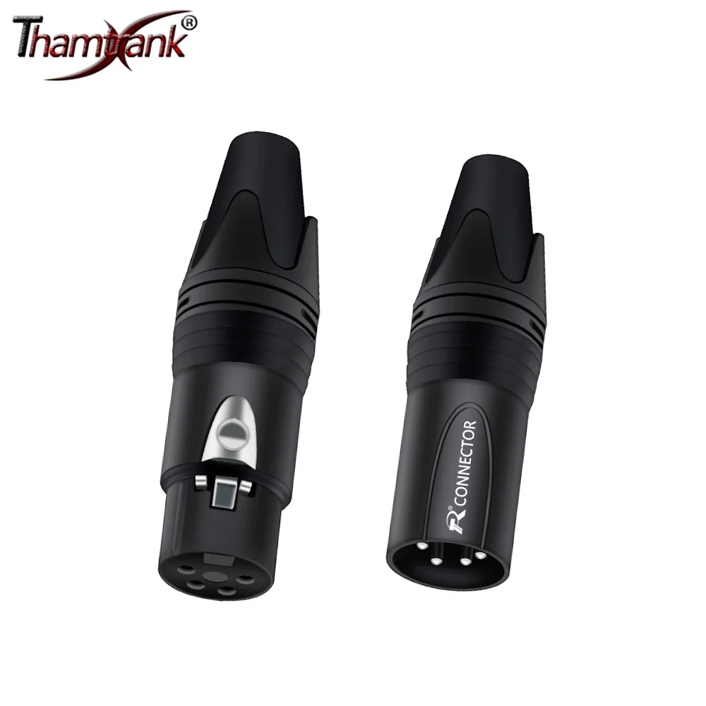 

50pcs 4Pins Black XLR Cable Connector XLR Male Plug&Female Jack Adapter Zinc Alloy Case Copper Contact for Microphone/MIC