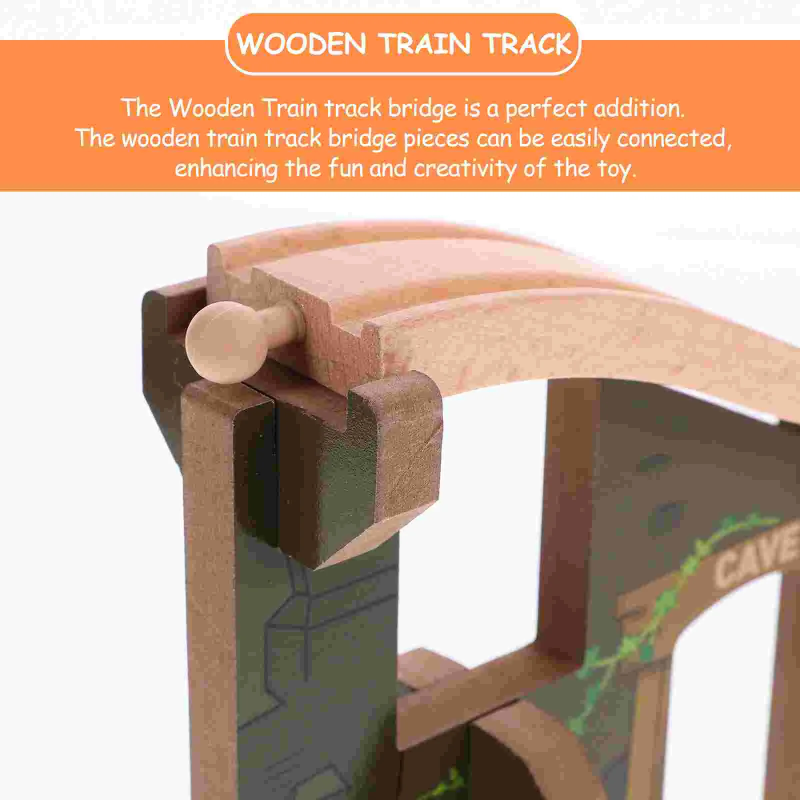 Accesorios de tren de pista, juguete de puente para niños, puzle de madera a granel, piezas de juguete para niños