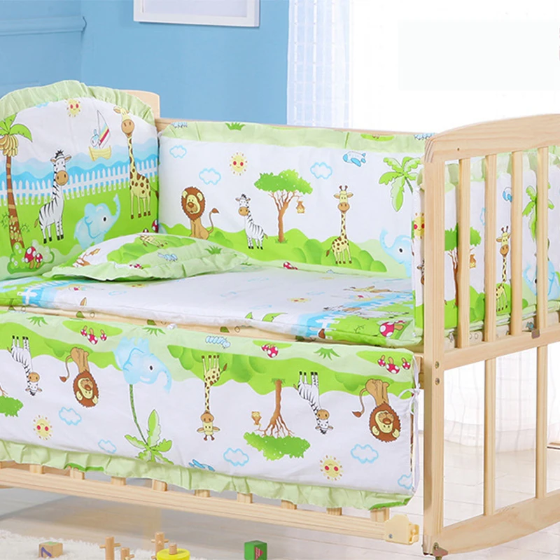 5 pçs/set macio bebê amortecedor conjunto de cama dos desenhos animados algodão travesseiro almofada pára-choques para infantil bebe berço protetor