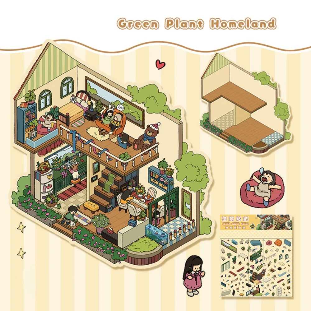 Multi Style Miniature Scene 3D Stickers DIY Decorative Landscaping Stickers Butter Bear Three-dimensional